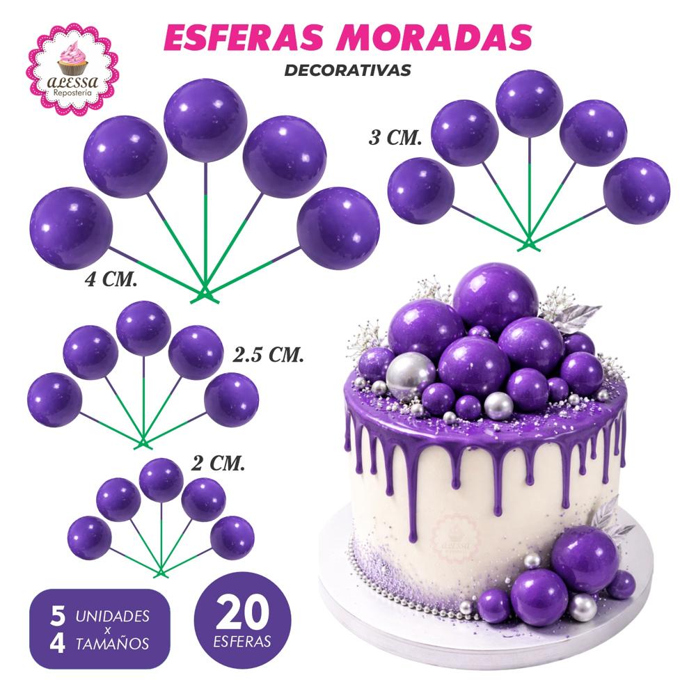 Esferas Decorativas Morado para Repostería - 40 unidades
