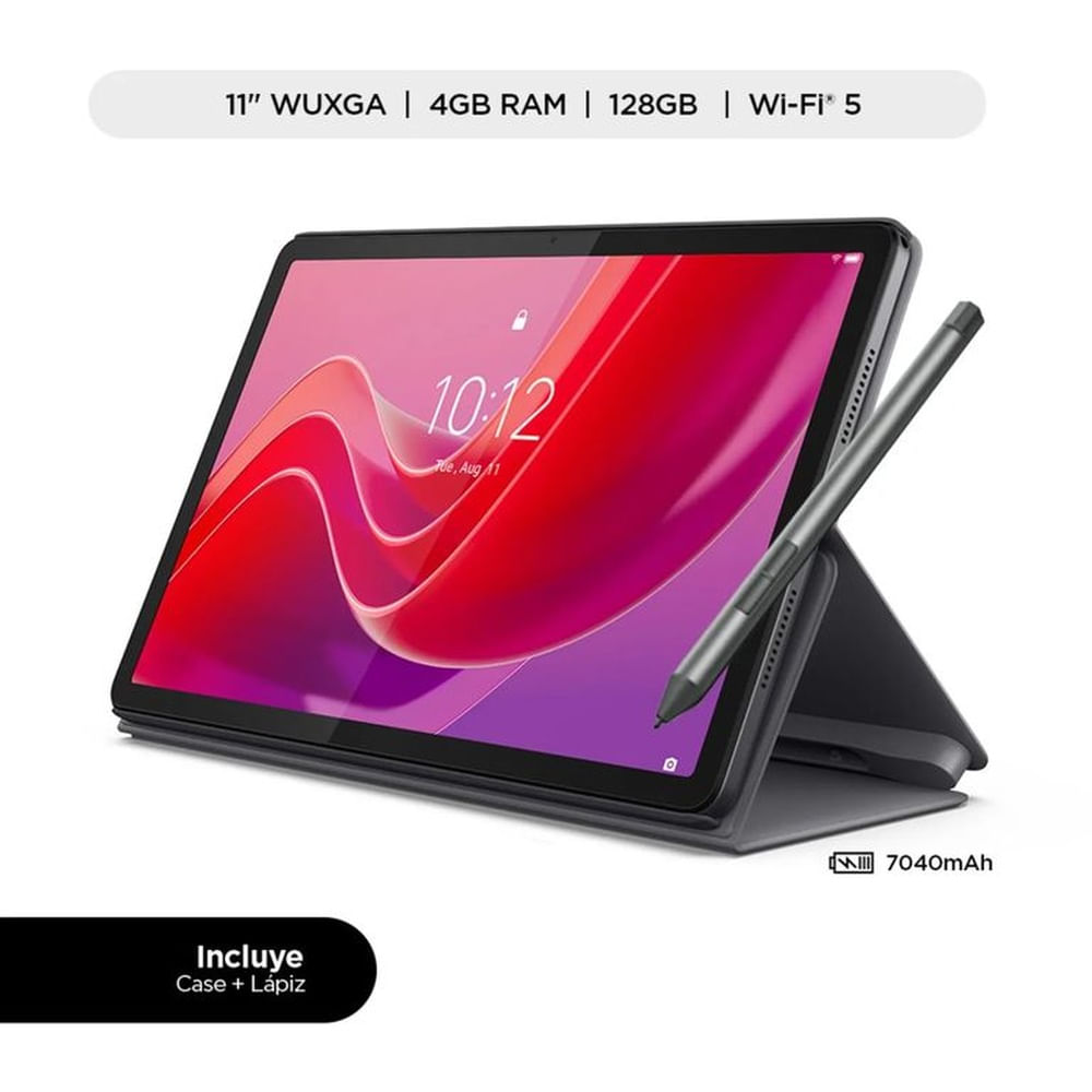 Tablet Lenovo M11 4GB RAM 128Gb 11 WUXGA Wi-Fi Con Funda Y Lápiz
