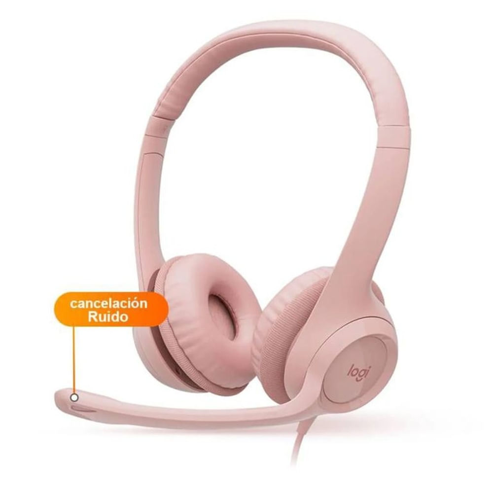Audífono Con Micrófono Logitech H390 Usb Cancelación De Ruido Rose