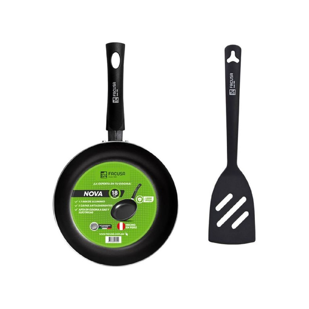 Sartén FACUSA Nova 18Cm + Espátula de Nylon 9