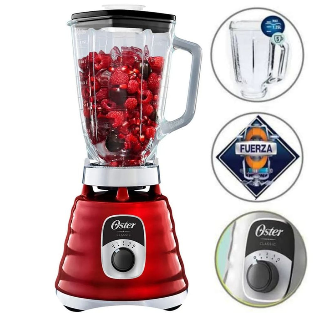 Licuadora 3 velocidades 1.25lt OSTER BLST4126R-053 ROJO