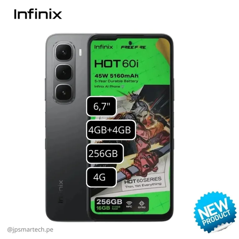 CELULAR INFINIX HOT 60i 4GB+4GB 256GB - Sleek Black