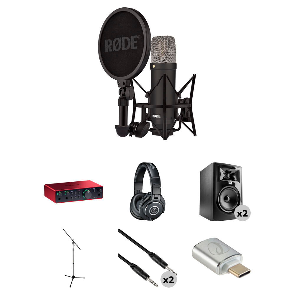 Micrófono RODE NT1 Signature Series Kit de Estudio con Interfaz Scarlett 2i2, Monitores JBL 305P MkI 1794468-REG Micrófono RODE NT1 Signature Series Kit de Estudio con Interfaz Scarlett 2i2, Monitores JBL 305P MkI 1794468-REG