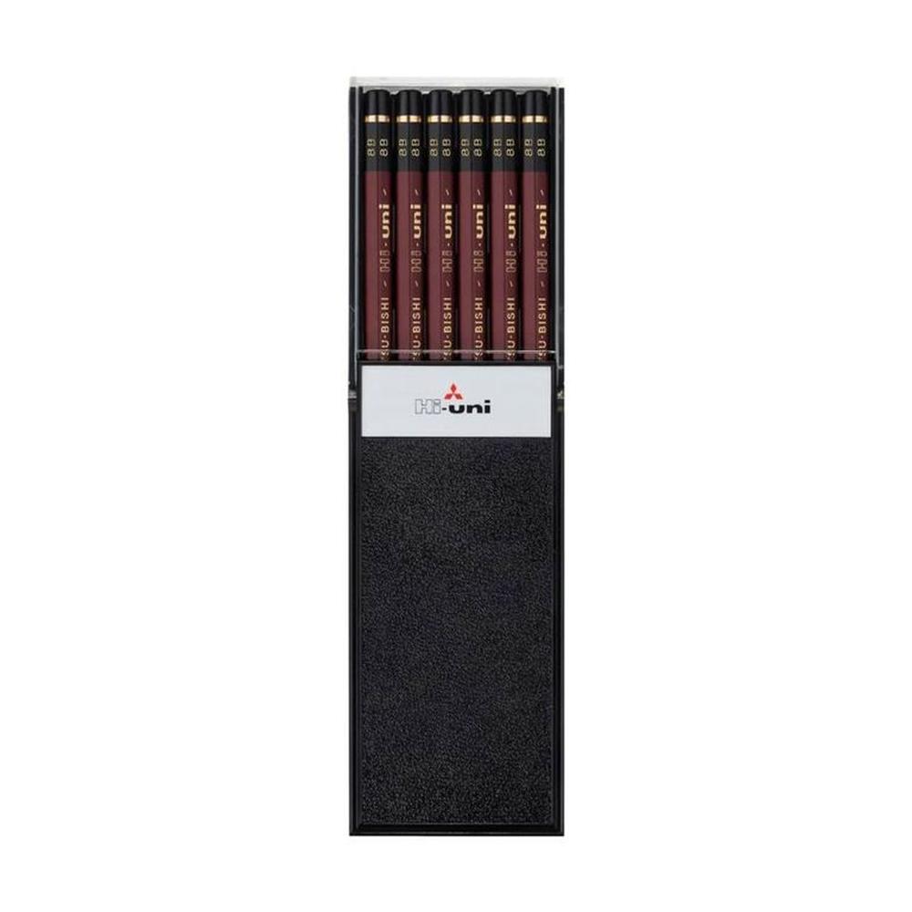 Lápiz de Grafito HI-UNI 8B Estuche x12