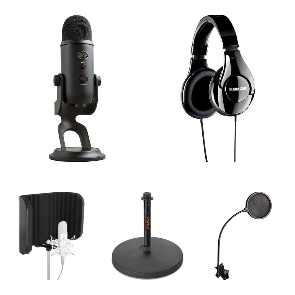 Micrófono USB Blue Yeti y Kit de Grabación (Blackout) - Incluye Auriculares SRH240A, Filtro de Refle 1439182-REG Micrófono USB Blue Yeti y Kit de Grabación (Blackout) - Incluye Auriculares SRH240A, Filtro de Refle 1439182-REG