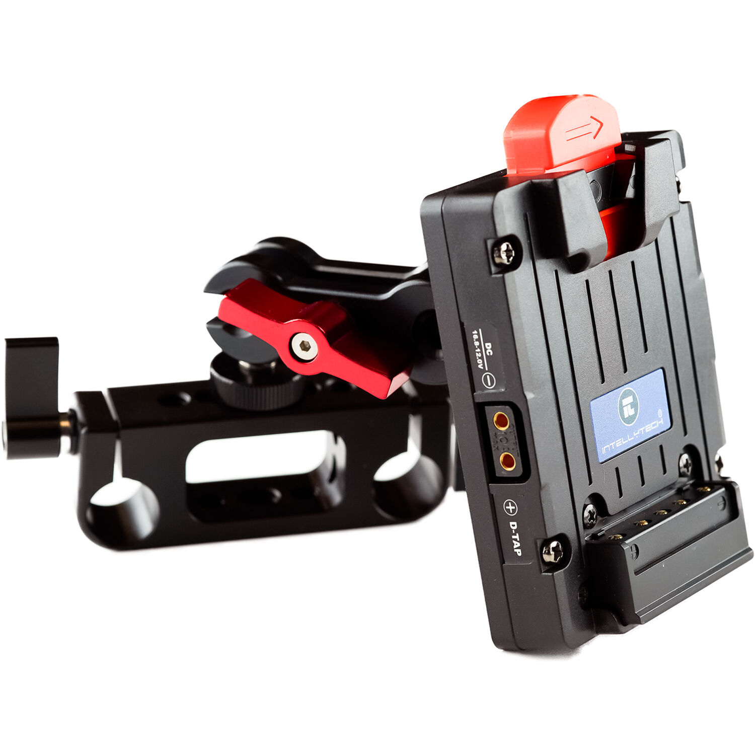 Adaptador de Batería Intellytech Pocket V Mount con Doble Puerto D Tap Y Abrazadera de Varilla Ajust
