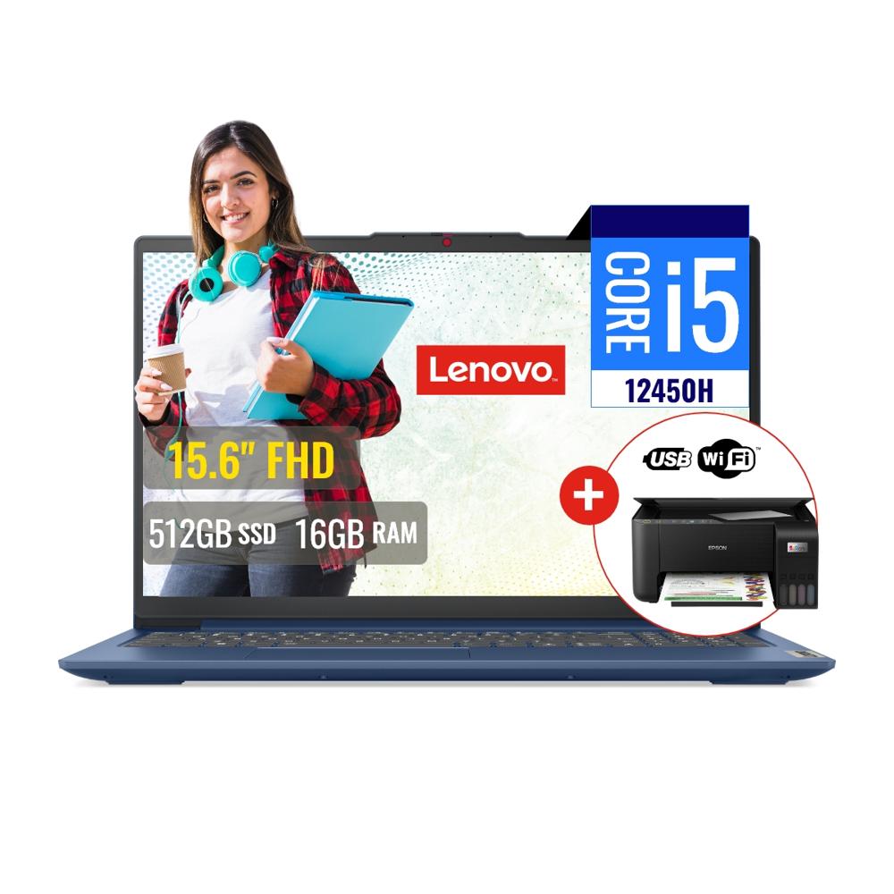 Combo Laptop Lenovo Intel Core i5 16GB RAM 512GB SSD 15.6 + Impresora L3250 con WiFi 83ER001DLM325