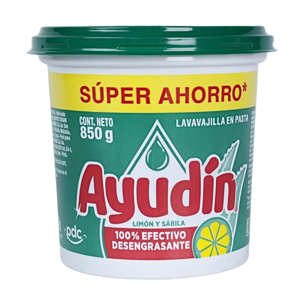 Lavavajilla en pasta Ayudin Limón 850gr Lavavajilla en pasta Ayudin Limón 850gr