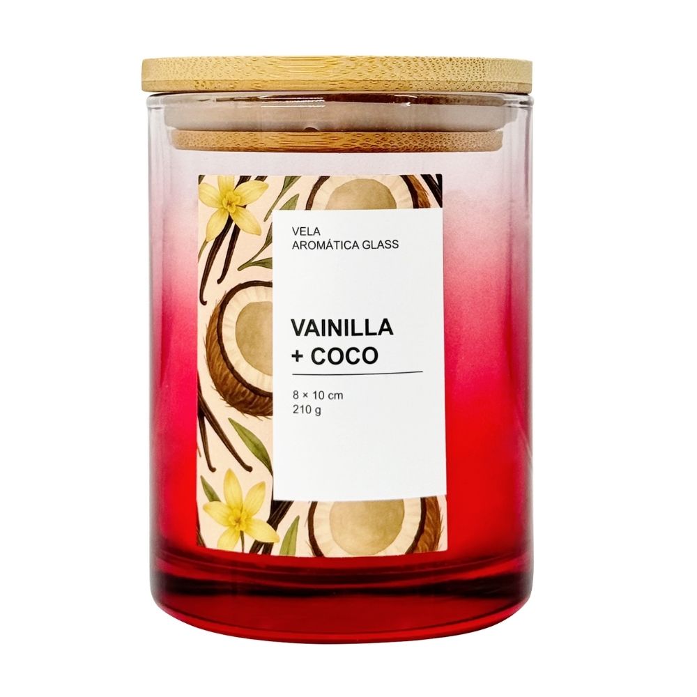 Vela Aromática Glass 8x10cm 210gr Vainilla + Coco Orange