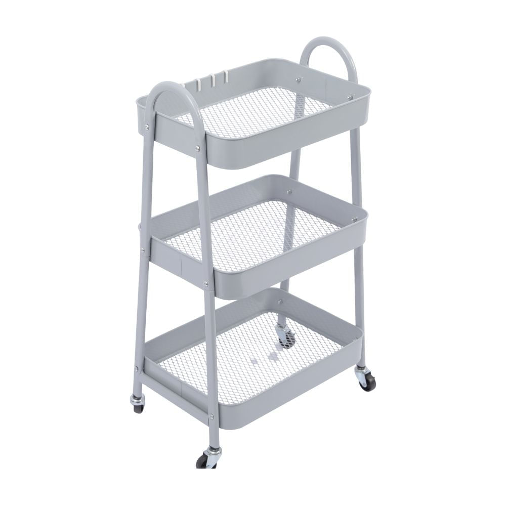 Carrito Organizador de Metal Gris 3 niveles