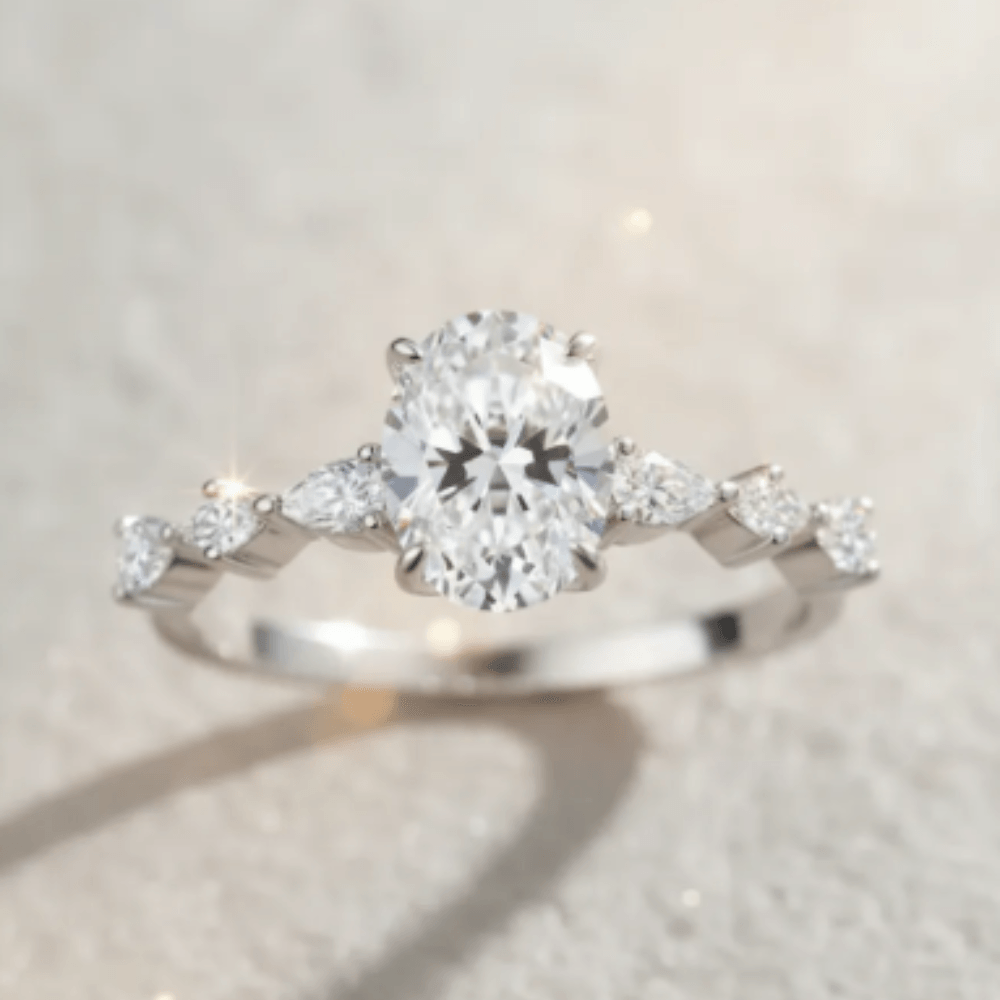 Anillo De Compromiso Afrodita 379 Plata Maciza Bañado En Oro Blanco T7