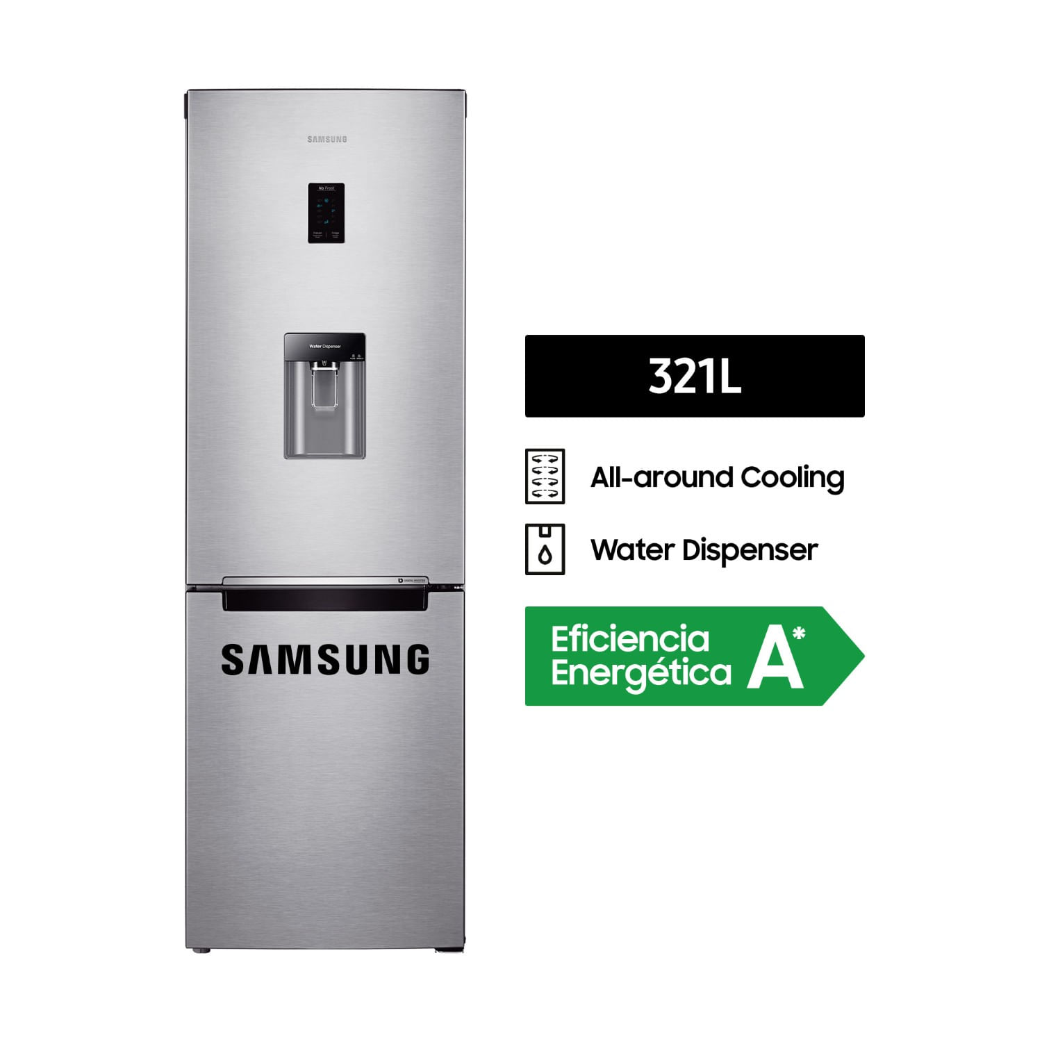 Refrigeradora Samsung All Around Cooling 321L Plata RB33J3830SA/PE