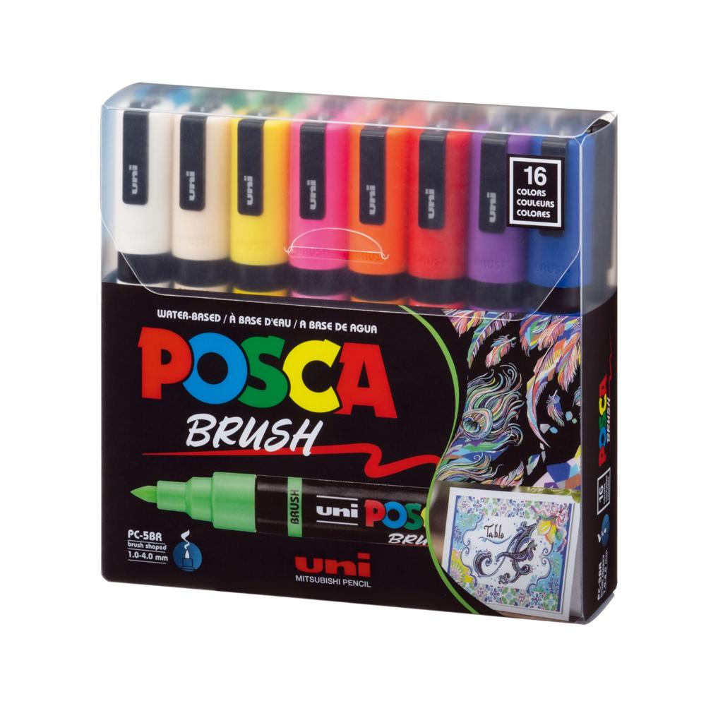 POSCA Pack PC-5BR 16C Básico x 16 Marcadores Punta Brush