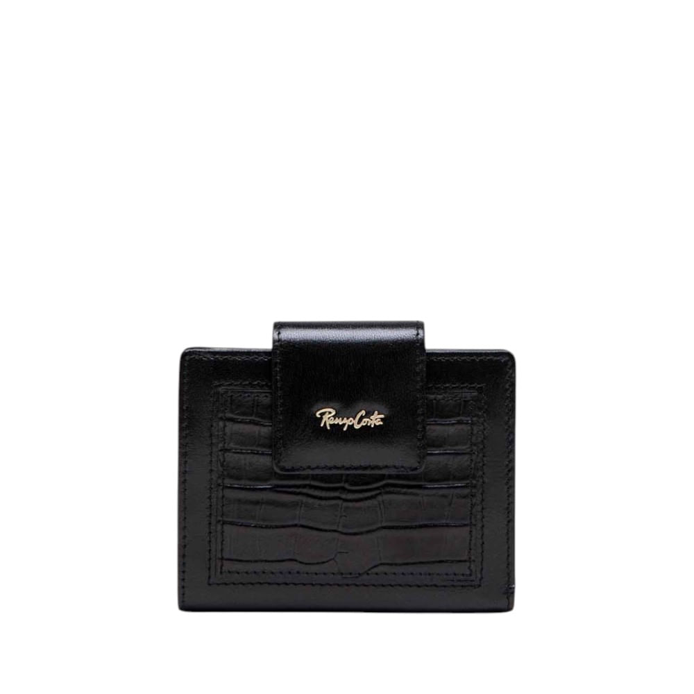 Billetera para Mujer Pequeña Croco Belle Renzo Costa Wpd 2516 Preto Preto Mal