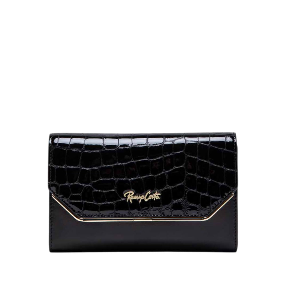 Billetera para Mujer Croco Luxe Midi Renzo Costa Wpd 2518 0000 Black 0000 Black Lux