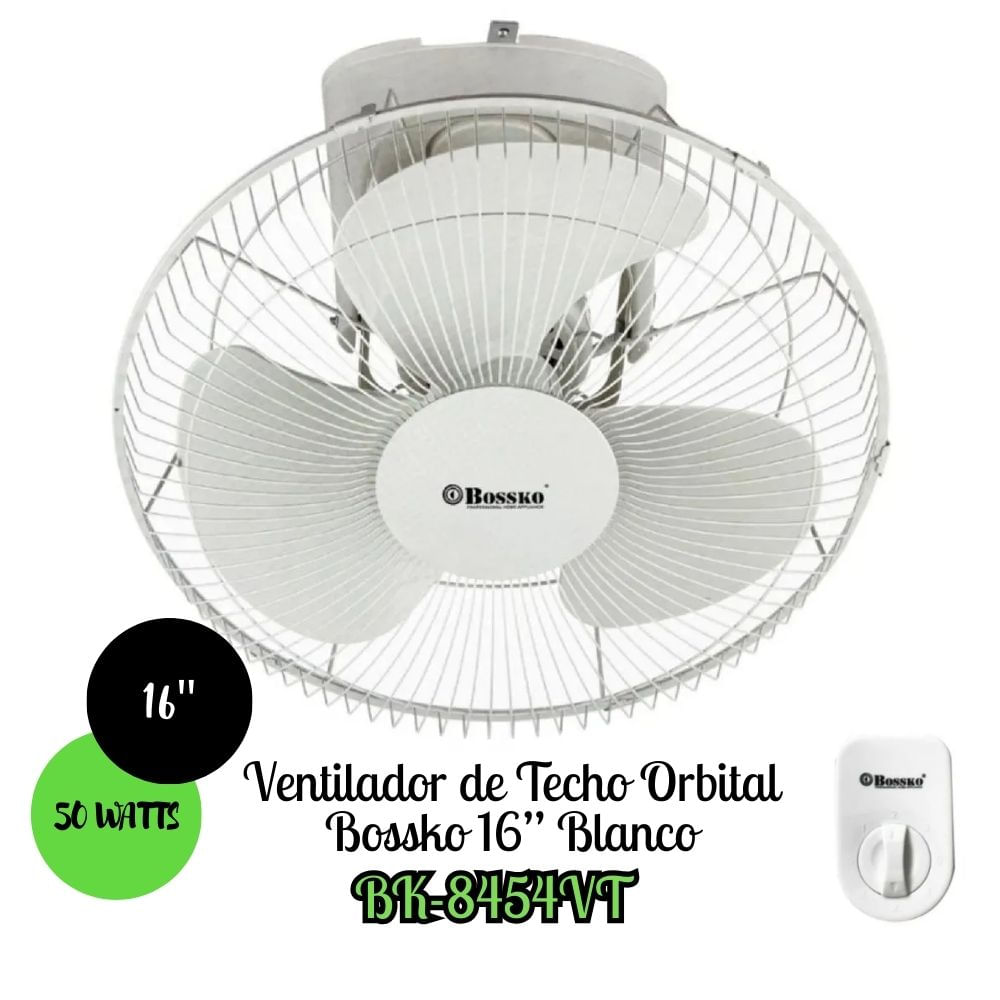 Ventilador de Techo Orbital Bossko 16 Blanco - BK-8454VT