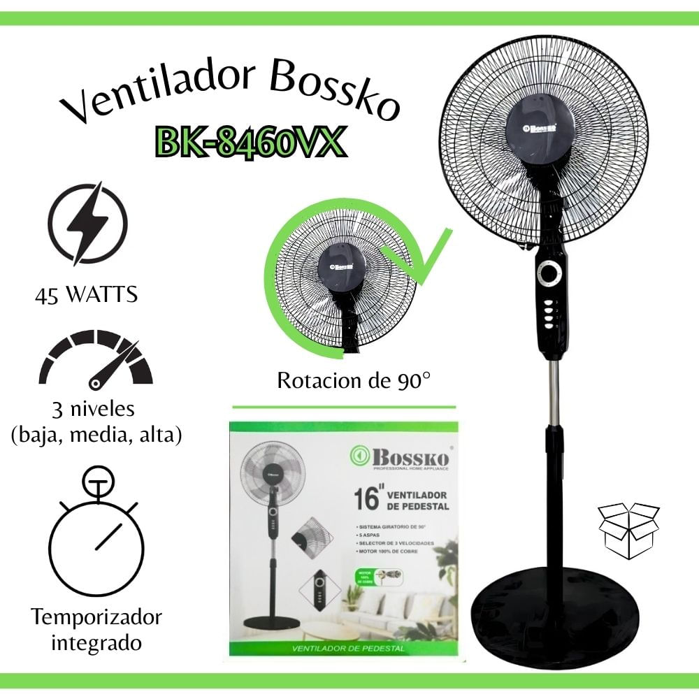 Ventilador Bossko Pedestal 16  3 velocidades - BK8460VX