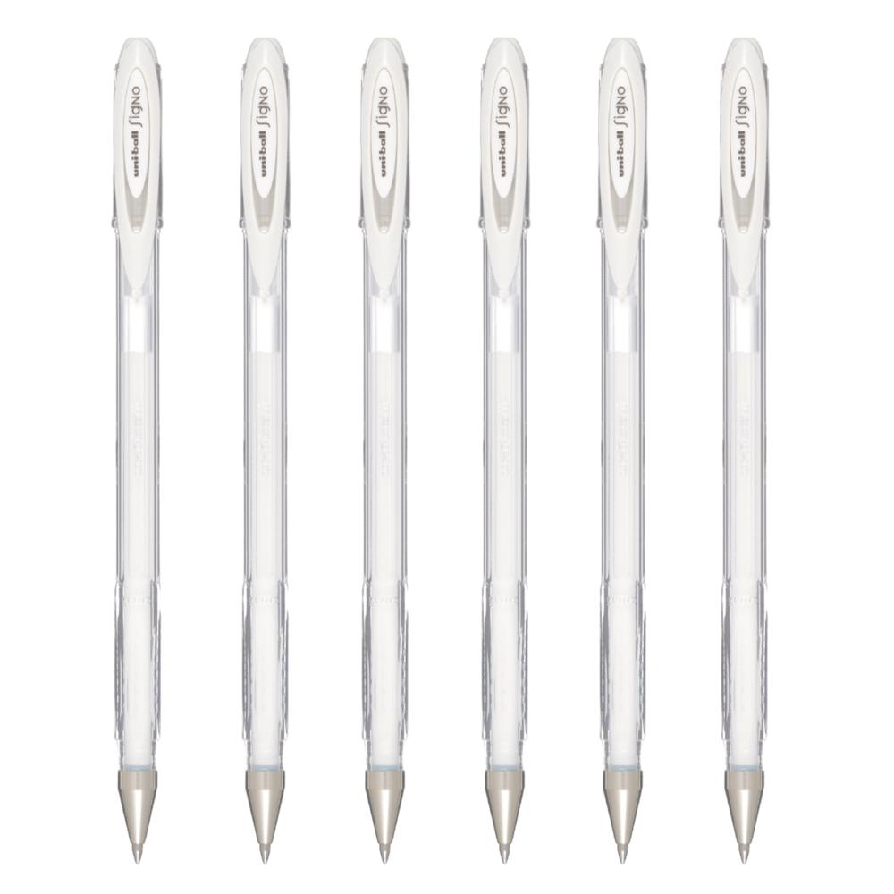 UNI Signo UM-120AC Bolígrafo Tinta Gel Pastel Blanco Pack x 6