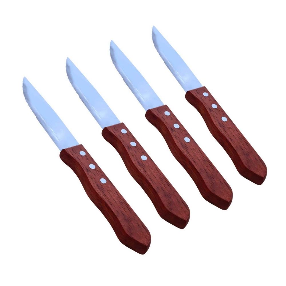 Set de 4 cuchillos para parrilla Plata/Madera Orange