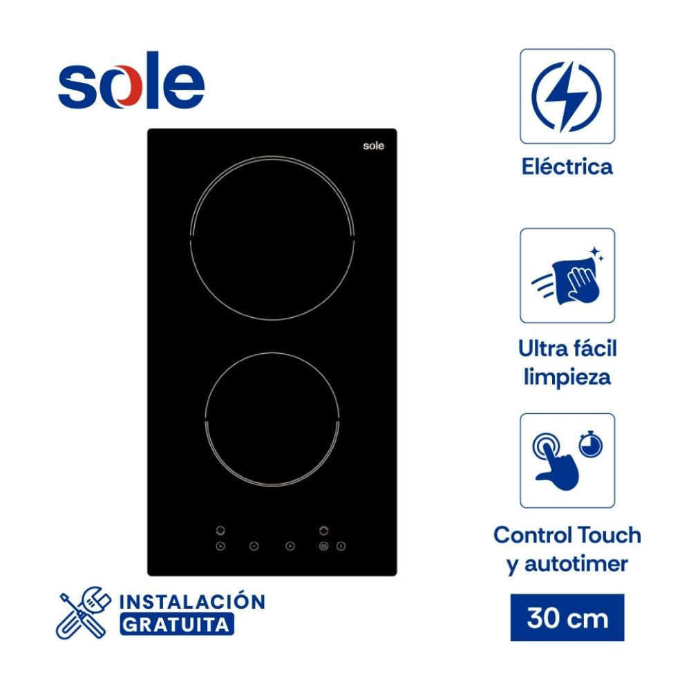 Cocina Encimera Empotrable Sole SOLCO079 Vitroceramica 30cm