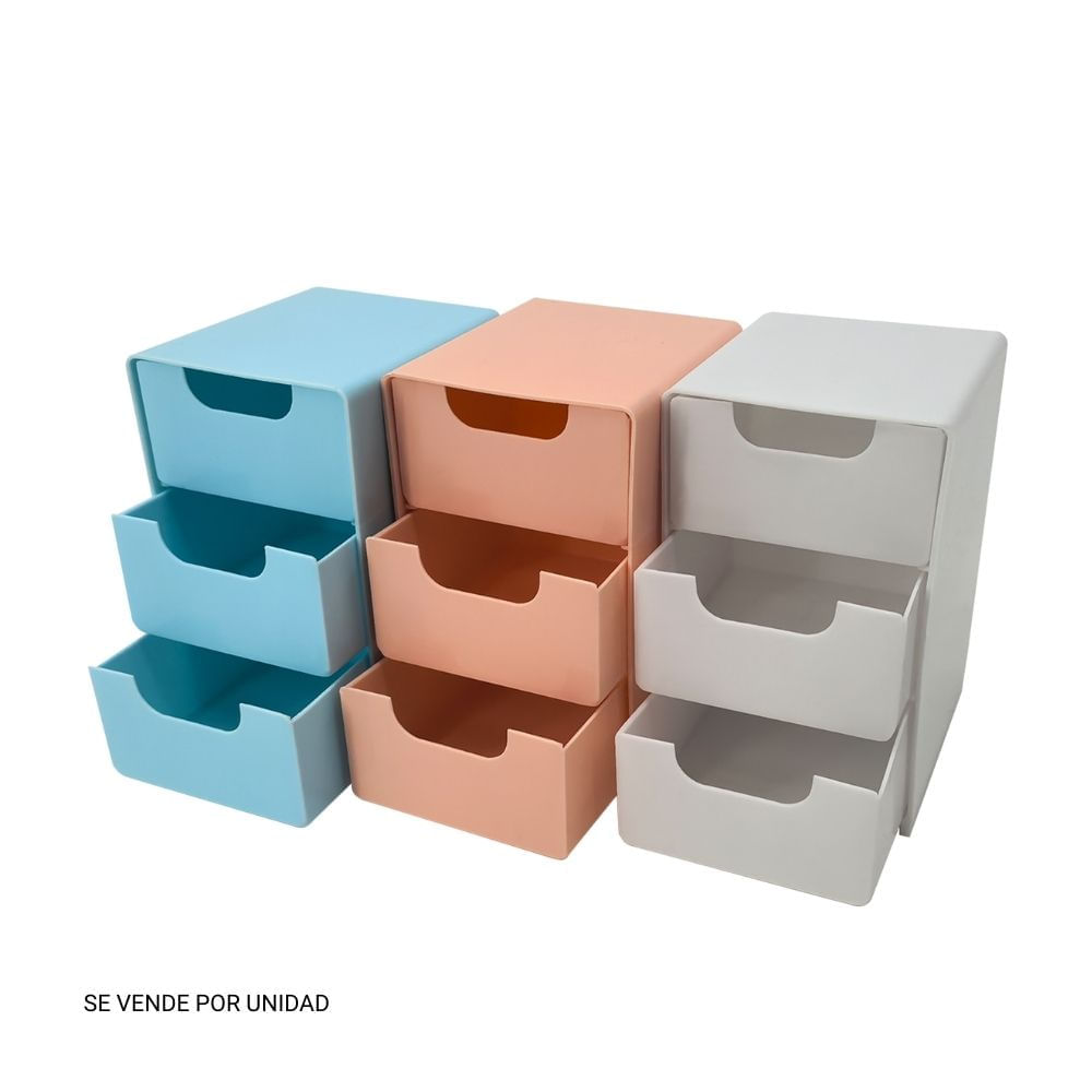 Caja Organizadora para escritorio - Color Aleatorio Blanco/Celeste/Rosado