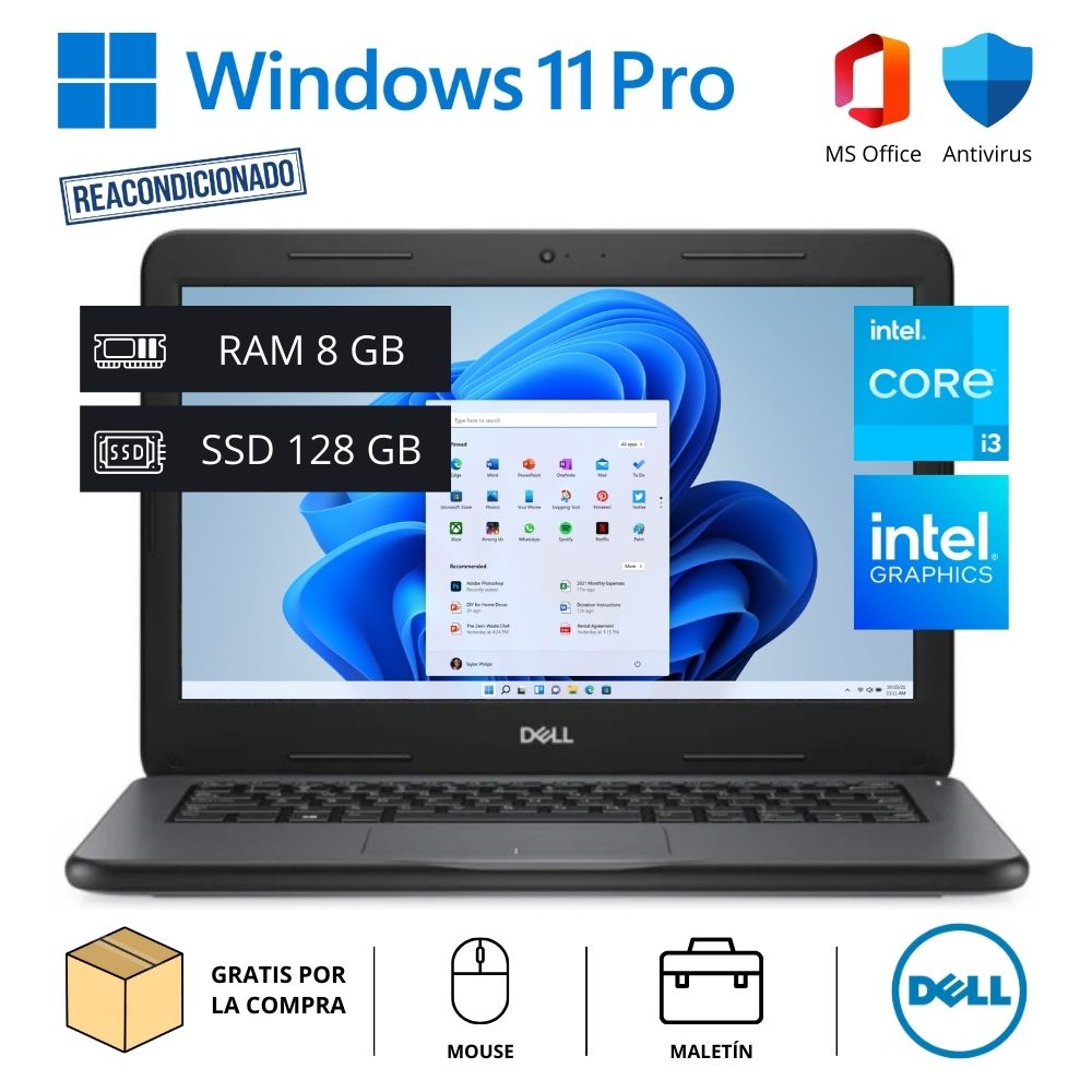 Laptop Dell Latitude 3310 Empresarial Core i3 8GB RAM 128GB SSD - REACONDICIONADO