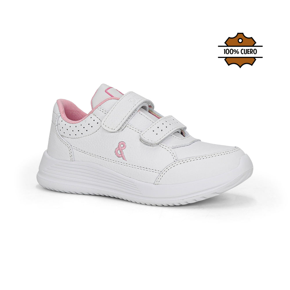 Zapatillas Escolares Cuero CE26Q1-196 BLANCO-ROSA Zapatillas Escolares Cuero Niñas CE26Q1-196 BLANCO-ROSA 32