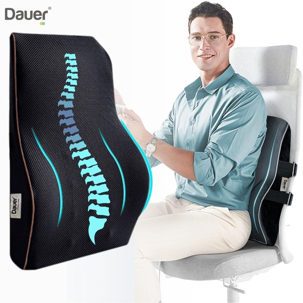 Cojín Lumbar Respaldar Dauer Ergonomico Gel Tech Carbón Bambú Negro Velvet