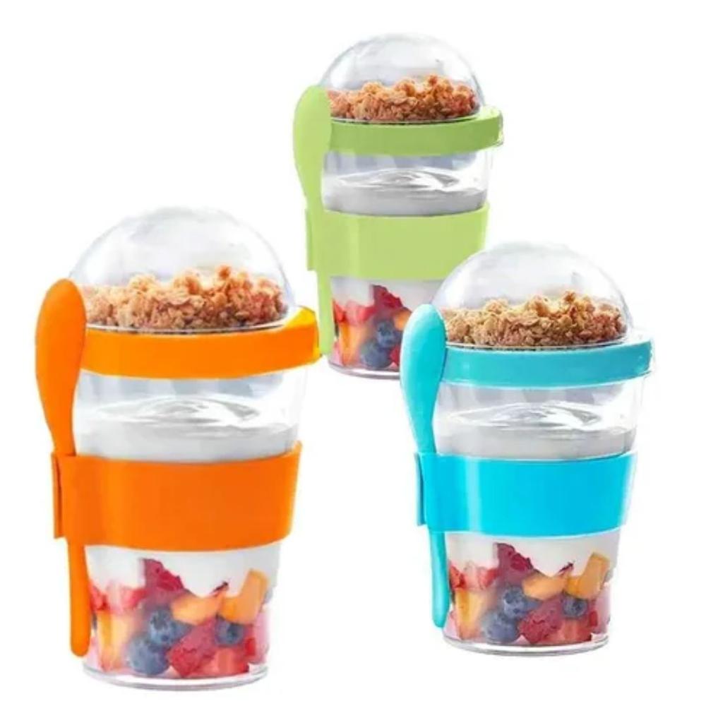 VASO PARA YOGURT CEREAL Y FRUTAS CON CUCHARA COLOR MUJER