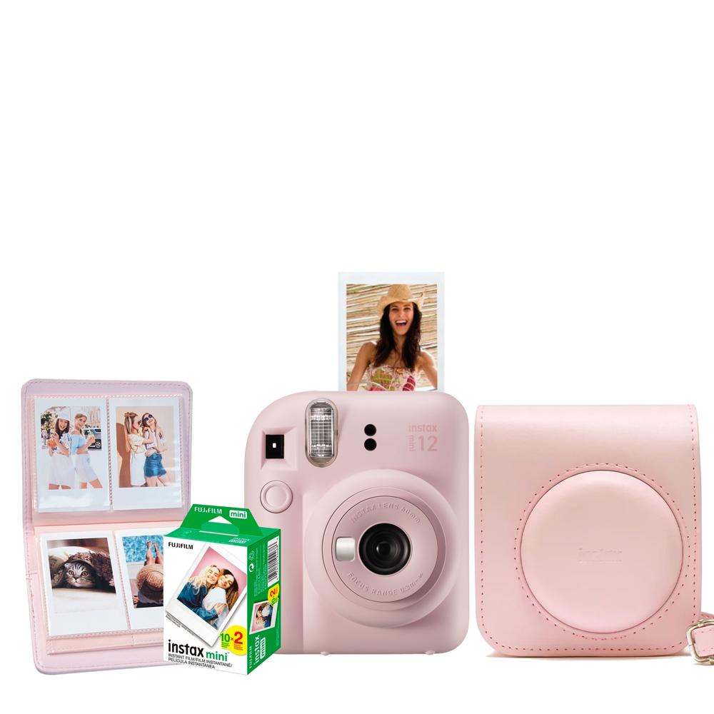 Cámara Instax Fujifilm Mini12 Rosa Flor Pack 20 Estuche Mini Álbum