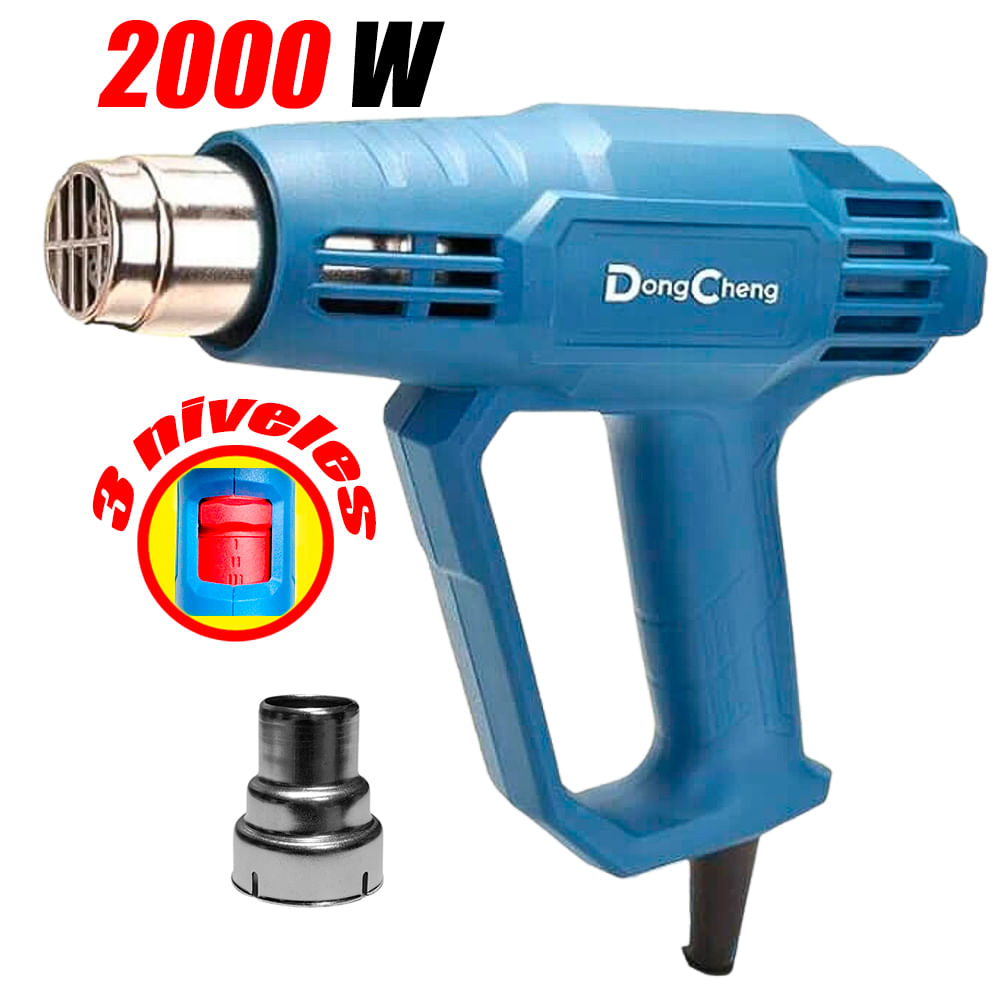 PISTOLA DE CALOR INDUSTRIAL DONGCHENG DQB05-2000 2000W 50 - 400 -600 C 3 NIVELES