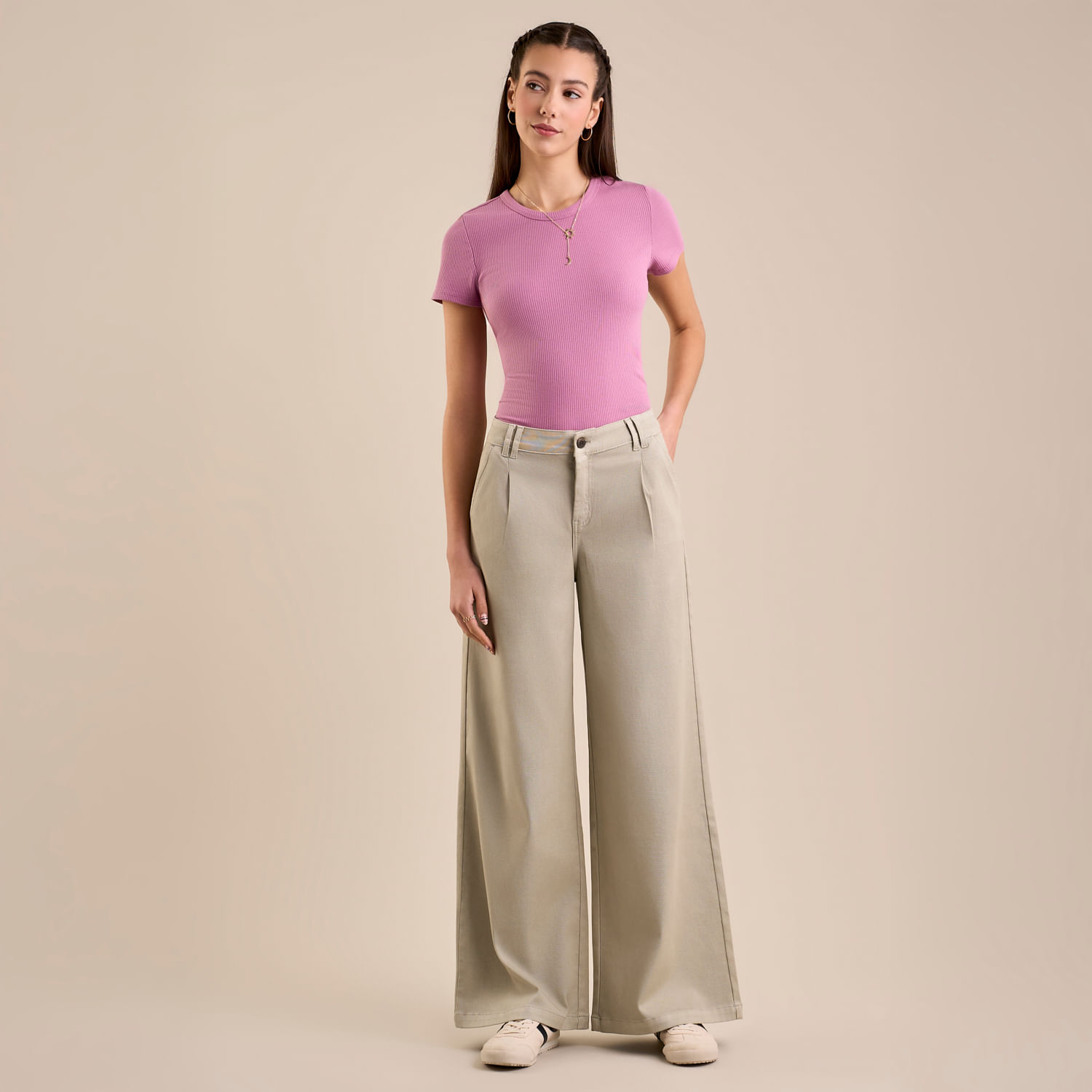 Pantalón Mujer Pinza Amc Wide Leg