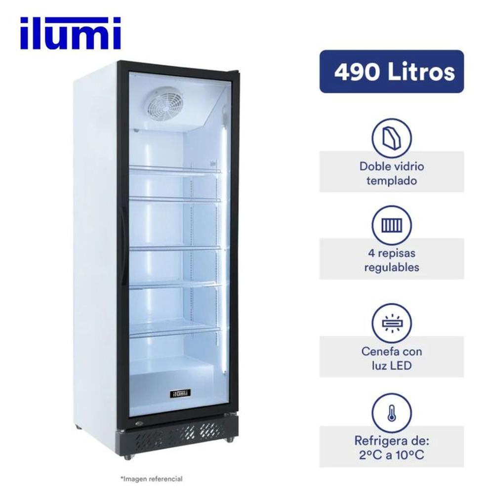 Exhibidor Ilumi Vertical 490Lt 1 Puerta de Vidrio BC-4900FC - Blanco