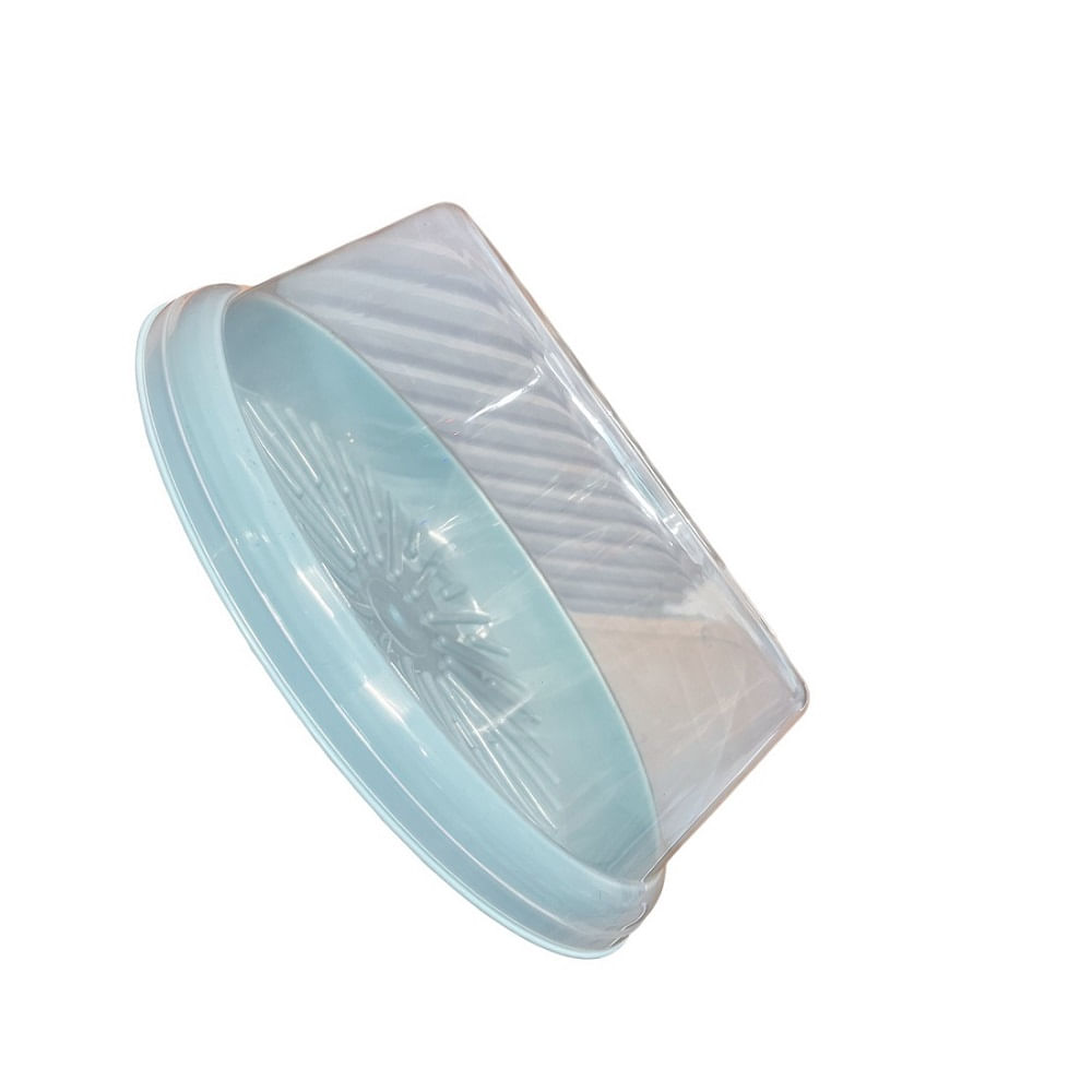 Porta Torta Plastico Base para Kekes Circular con Tapa Celeste