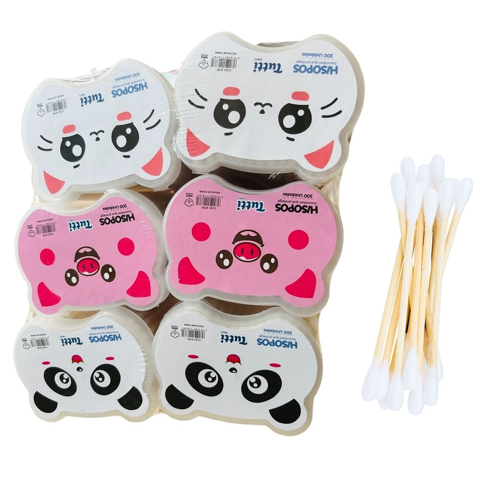 Set de 3 Hisopos de Algodon Limpiador de Oidos 200 Unid