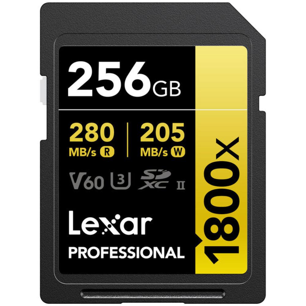 Memoria SDXC U3 V60 Lexar Professional 256GB - W 205MBs -R280MBs 1800x