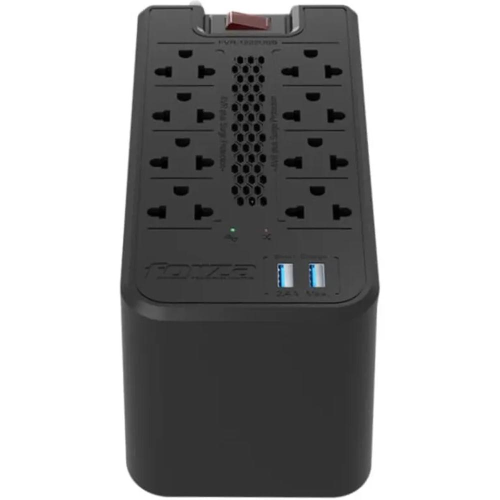 Estabilizador Forza de 8 Tomas FVR-1222Usb 220V 600W 1200VA Negro