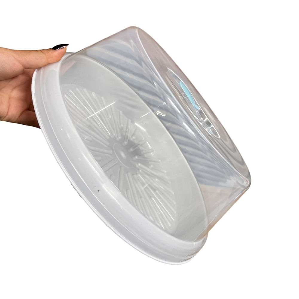 Porta Torta Plastico Base para Kekes Circular con Tapa Blanco