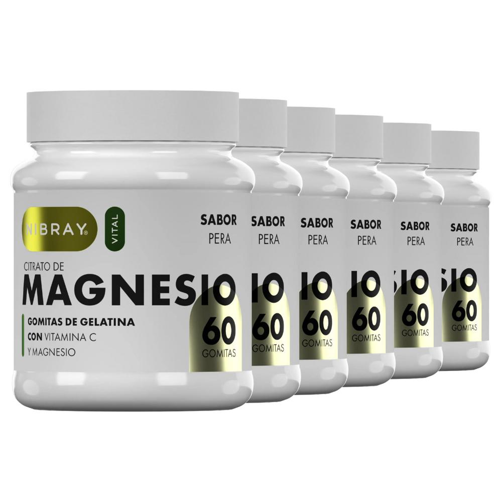 Citrato de Magnesio con Vitamina C en Gomitas Nibray Vital 6 Frascos