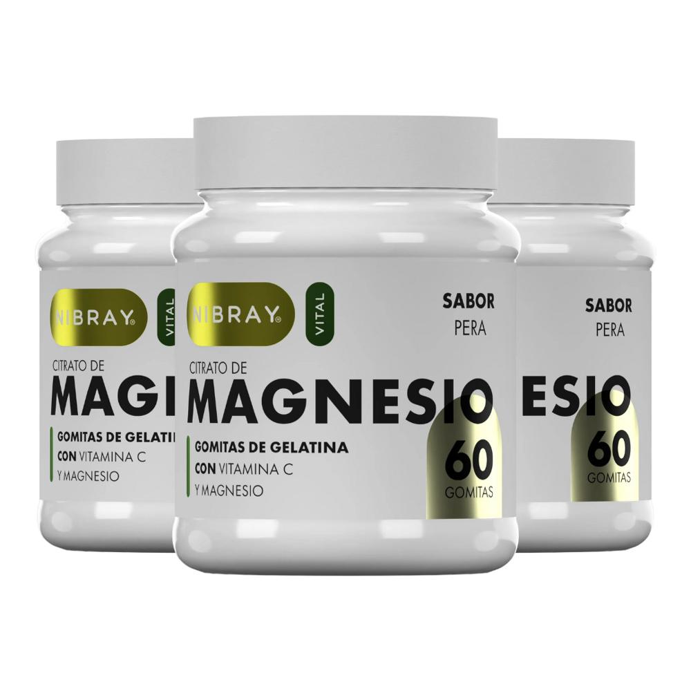Citrato de Magnesio con Vitamina C en Gomitas Nibray Vital 3 Frascos