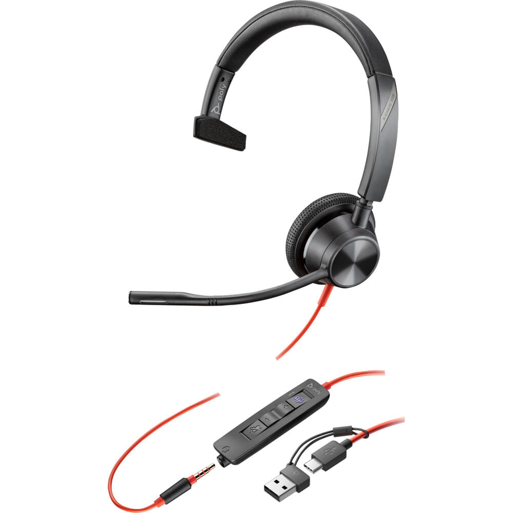 Auriculares Poly Blackwire 3315 Mono USB-C (Certificado por Microsoft Teams) - Cancelación de Ruido,