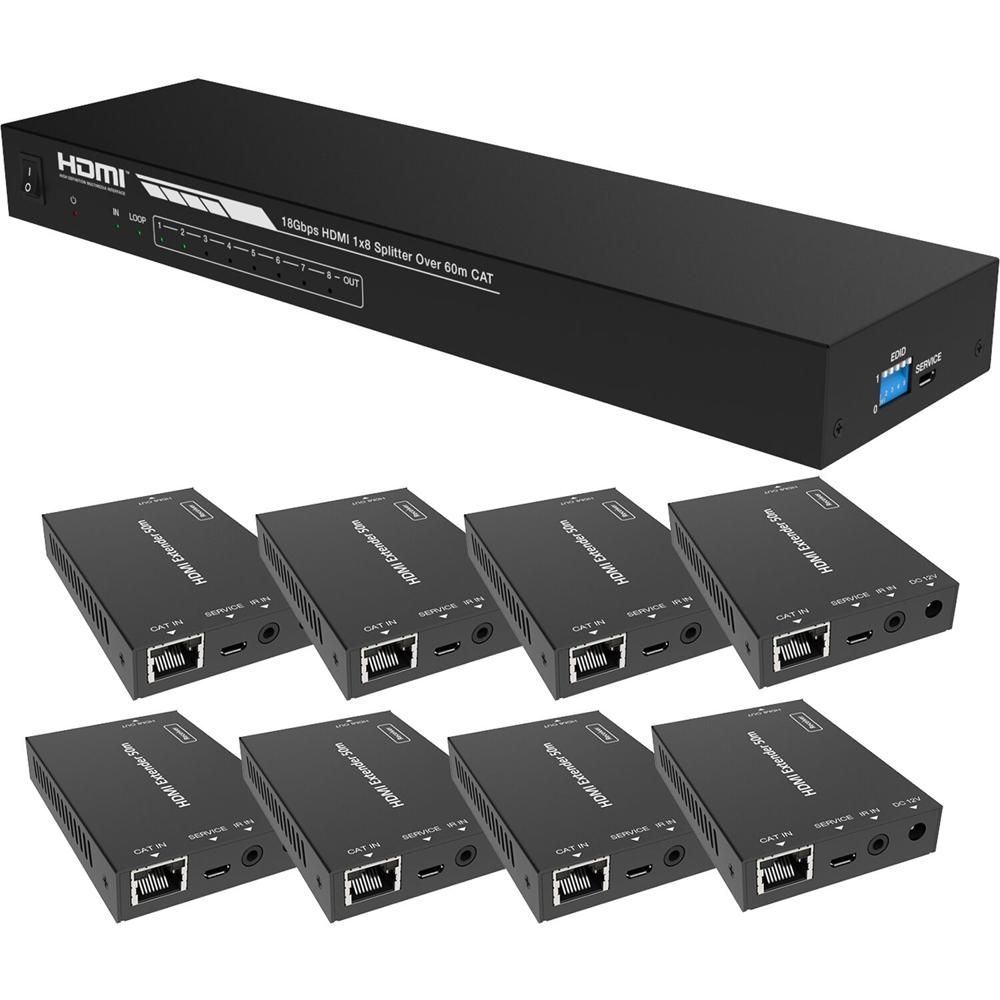 A-Neuvideo 1x8 Extensor Splitter HDMI 4K60 sobre Cat 6 con PoE, Configuración Automática y 8 Recepto 1610267-REG A-Neuvideo 1x8 Extensor Splitter HDMI 4K60 sobre Cat 6 con PoE, Configuración Automática y 8 Recepto 1610267-REG