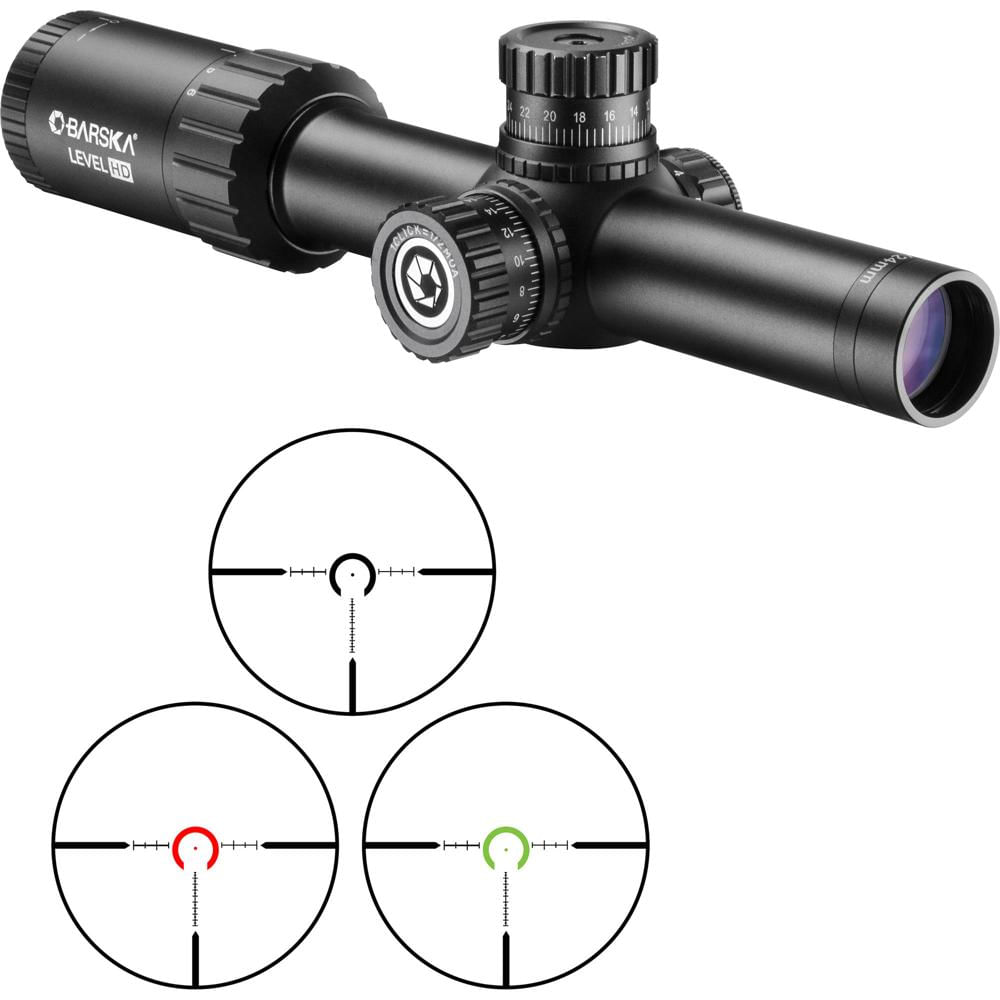 Barska 1-6x24 Nivel HD Telescopio de Rifle (Retícula Iluminada HRS MOA, Negro Mate) - Retícula HRS M 1389510-REG Barska 1-6x24 Nivel HD Telescopio de Rifle (Retícula Iluminada HRS MOA, Negro Mate) - Retícula HRS M 1389510-REG