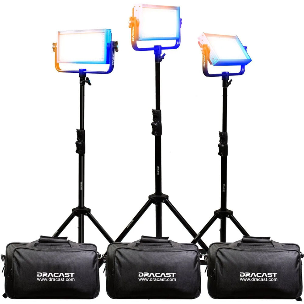 Panel de Luz Led Dracast Pro Series Led500 Bi Color V Mount Kit de 3 Luces para Entrevistas 1092619-REG Panel de Luz Led Dracast Pro Series Led500 Bi Color V Mount Kit de 3 Luces para Entrevistas 1092619-REG