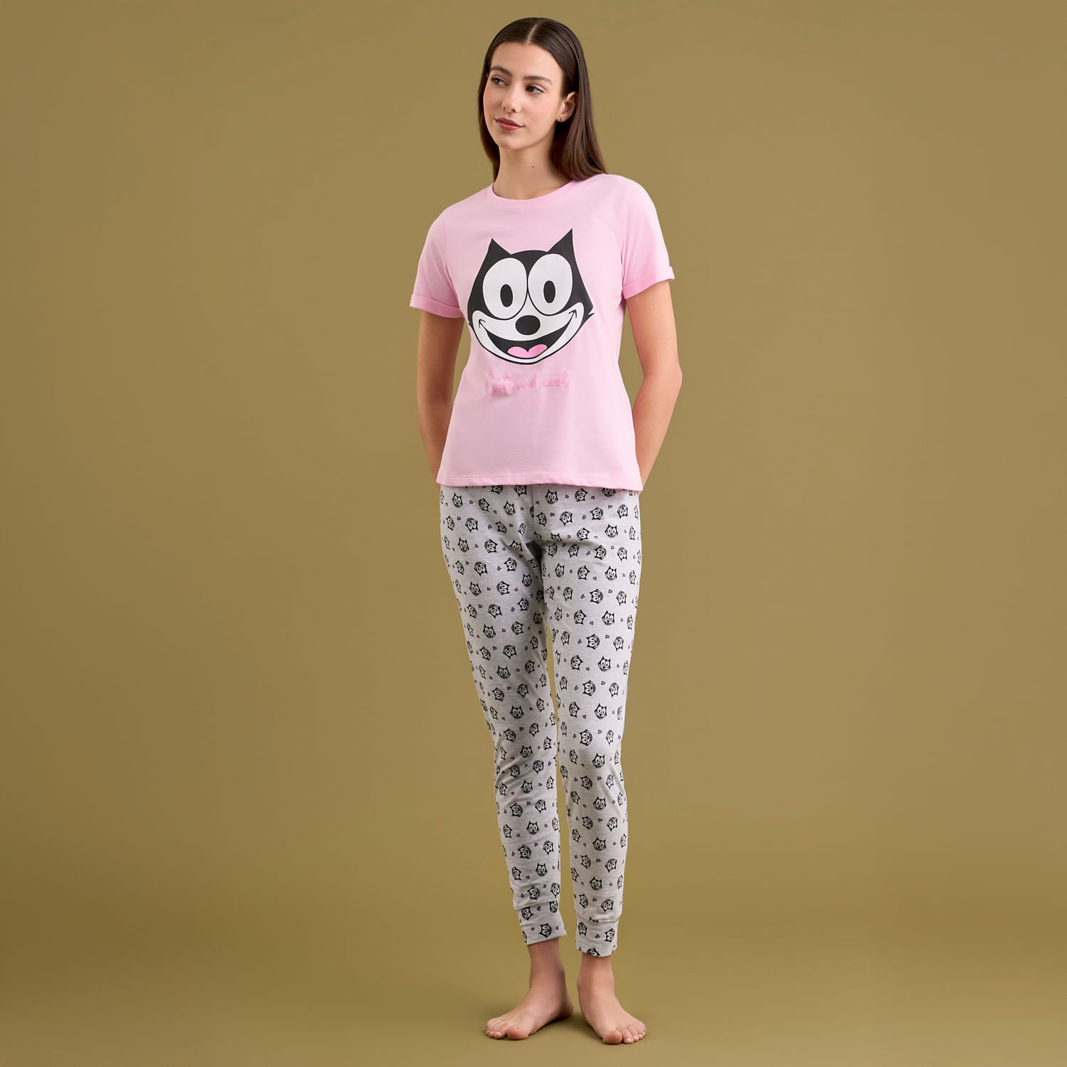 Pijama Mujer Felix Universal Manga Corta + Pantalón