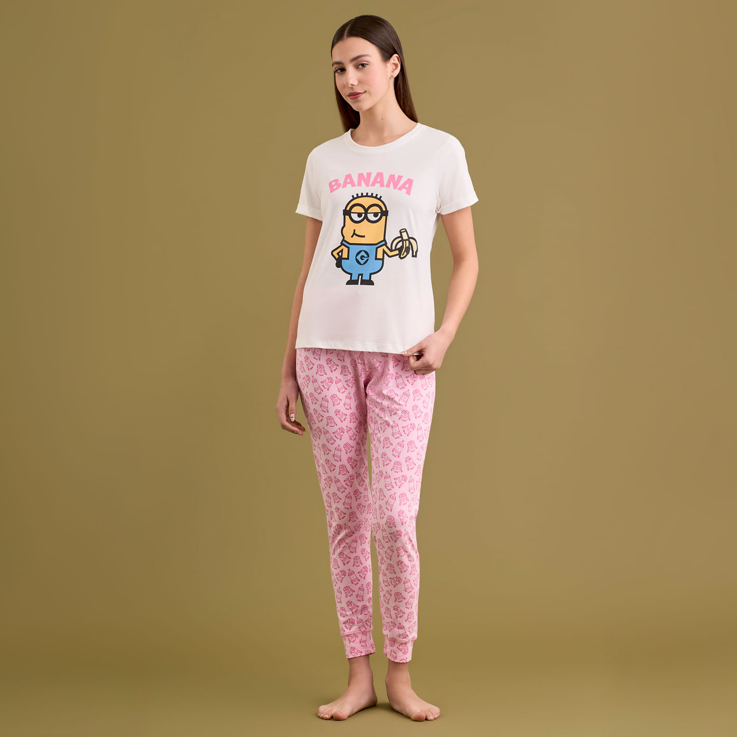 Pijama Mujer Minions Manga Corta + Pantalón