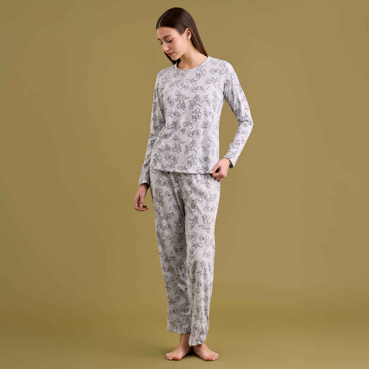 Pijama Mujer Disney Manga Larga + Pantalón Aop Sketch Alg