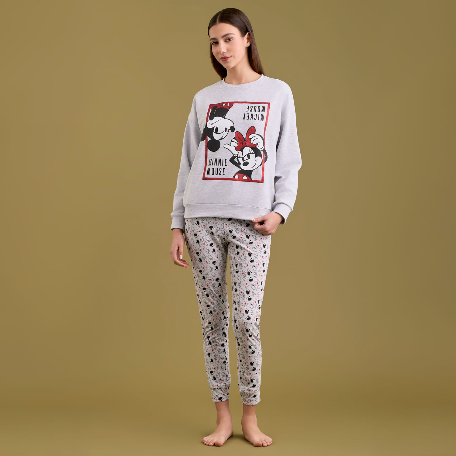 Pijama Mujer Disney Manga Larga Oversize + Pantalón French