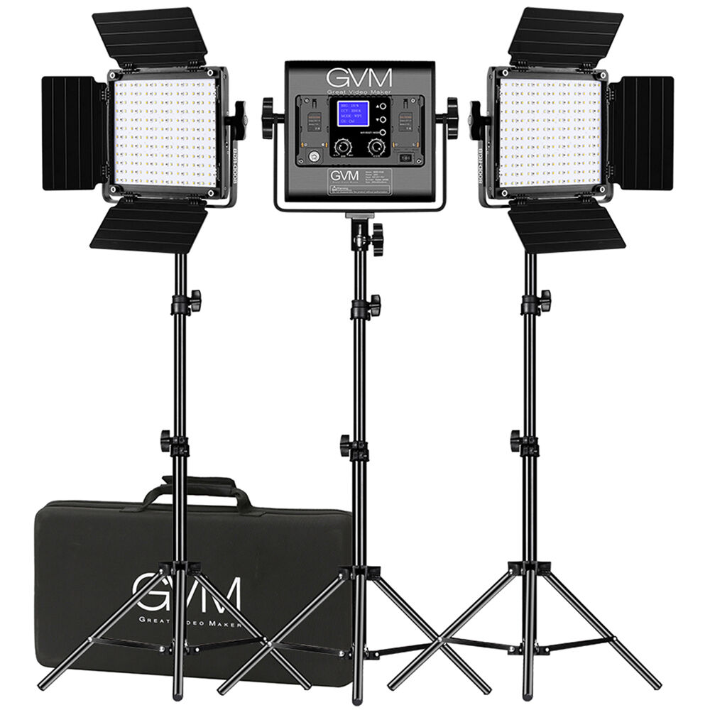 Kit de 3 Paneles de Luz Led Gvm 800D Rgb