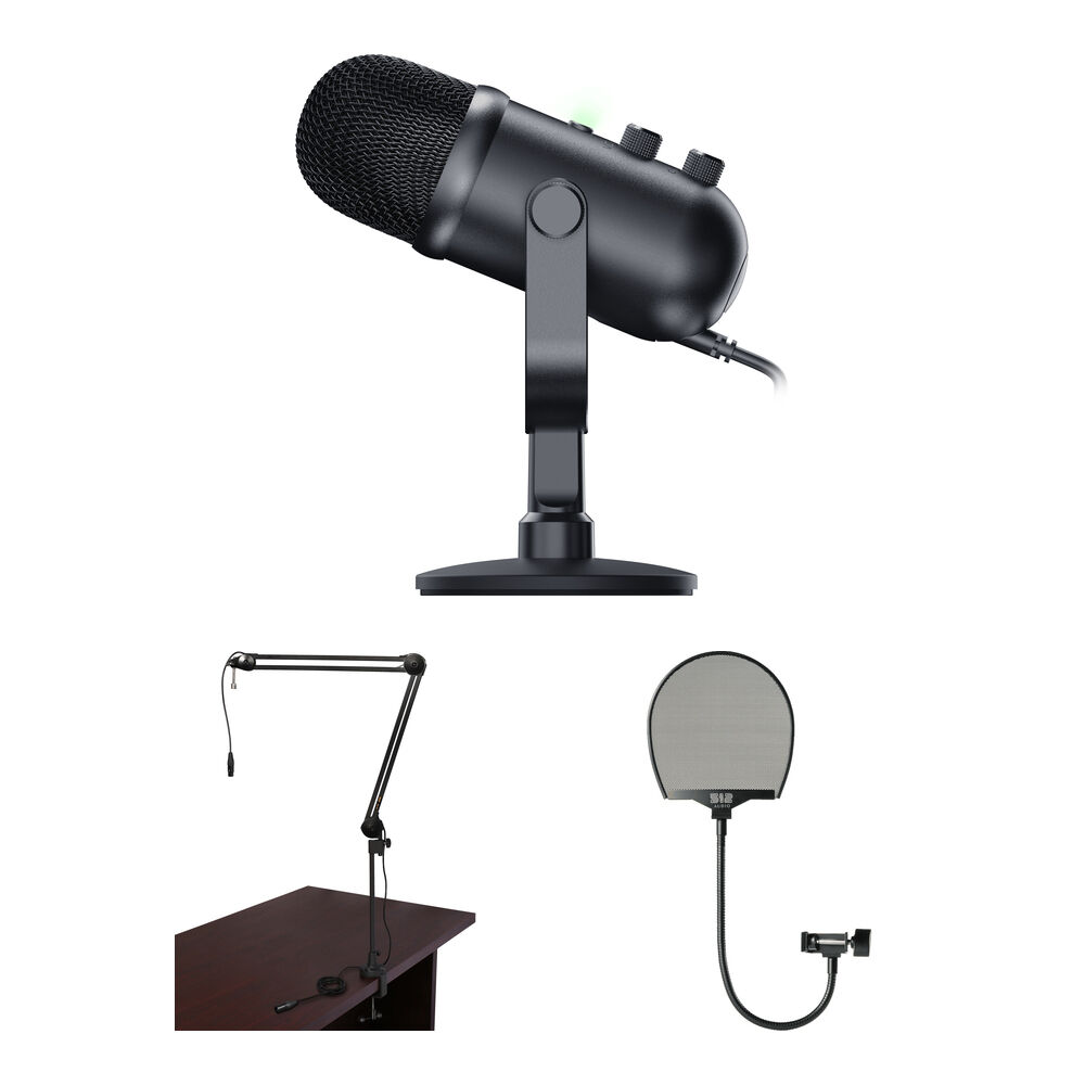 Razer Seiren V2 Pro USB Mic with Broadcast Arm and Pop Filter Kit 1724577-REG Razer Seiren V2 Pro USB Mic with Broadcast Arm and Pop Filter Kit 1724577-REG